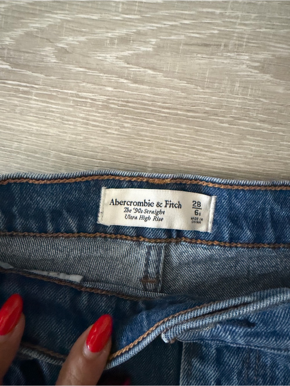 Abercrombie & Fitch Distressed Dark Blue Straight-Leg Jeans - Picture 2 of 3